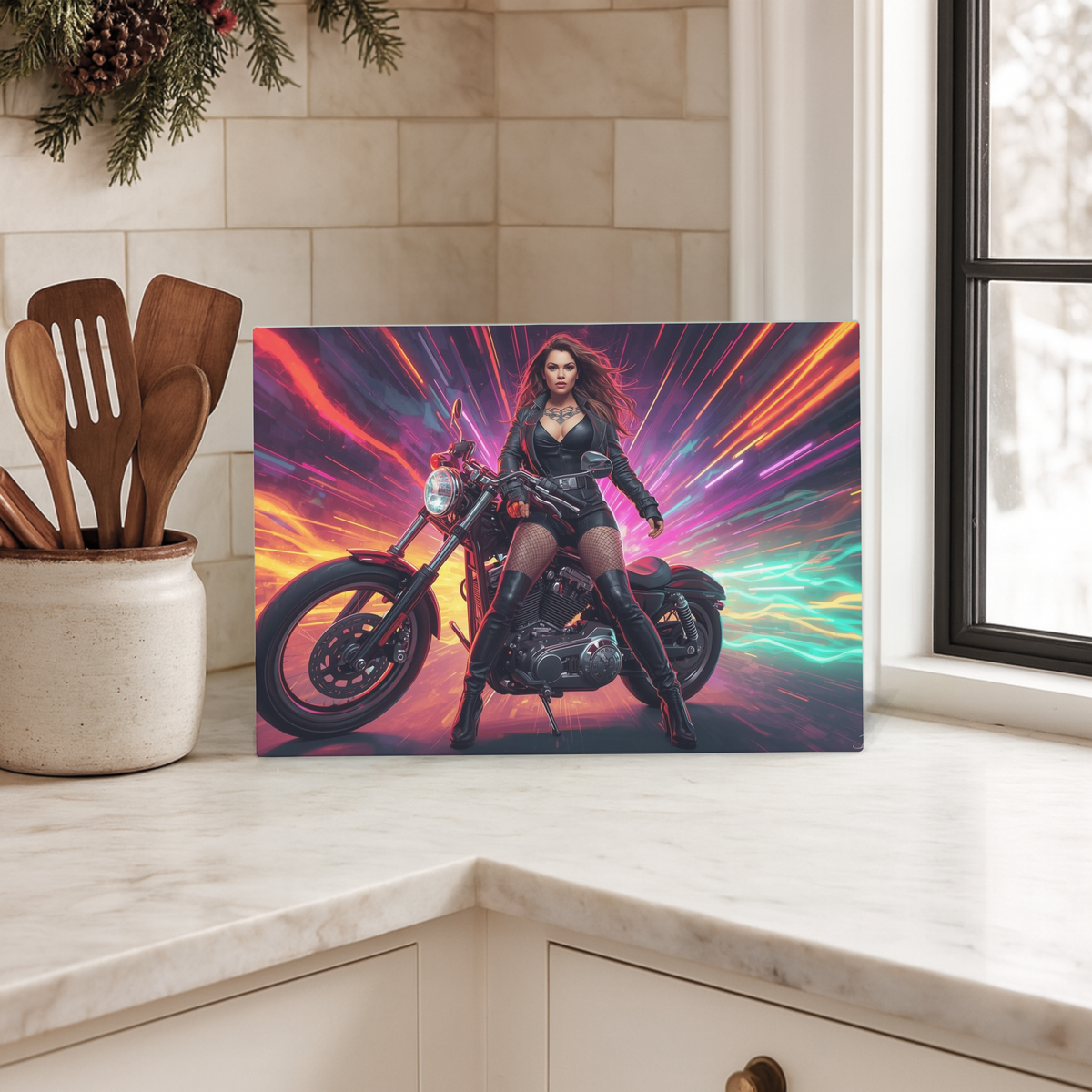 Girl & Bike Chopping Board