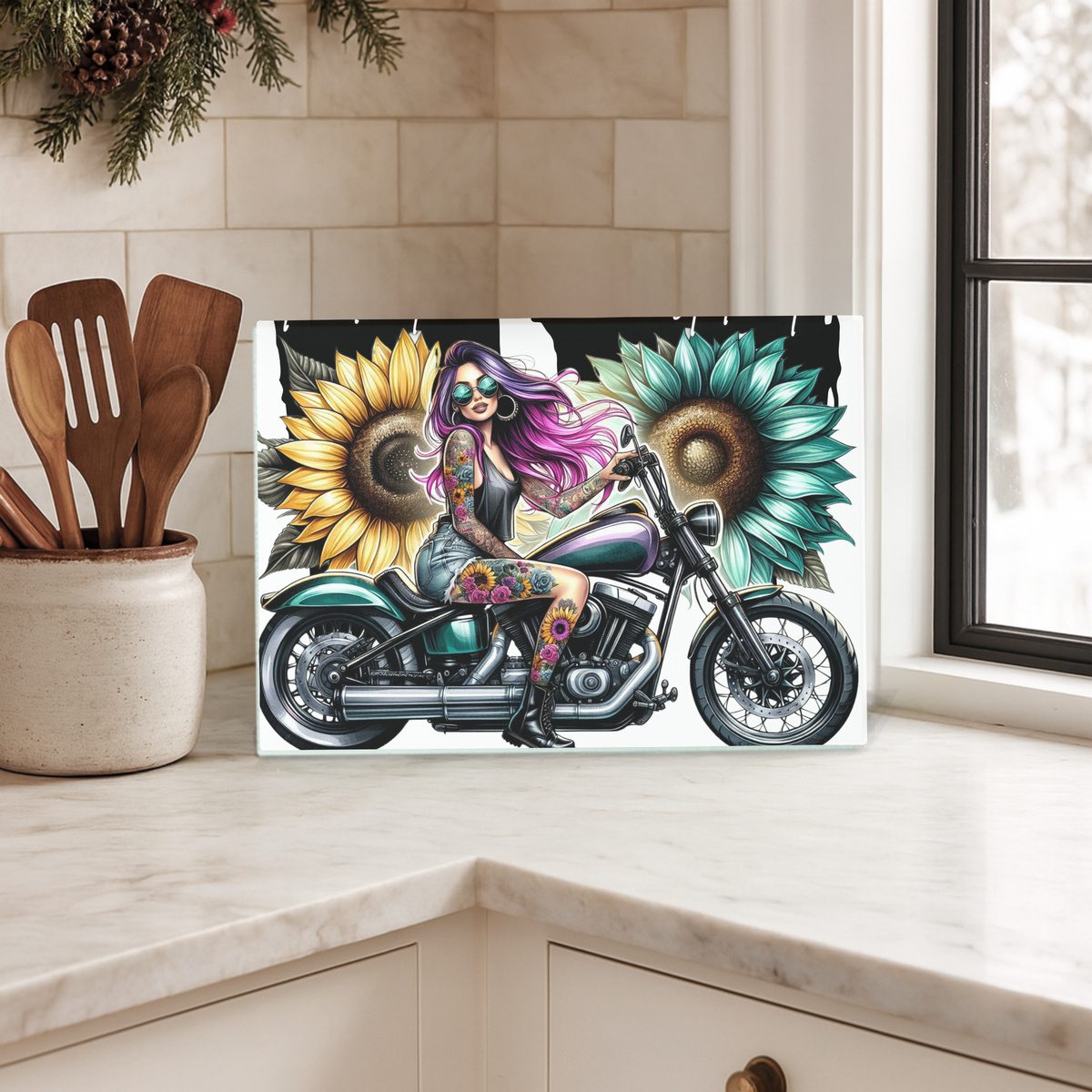 Girl on Bike Chopping Board