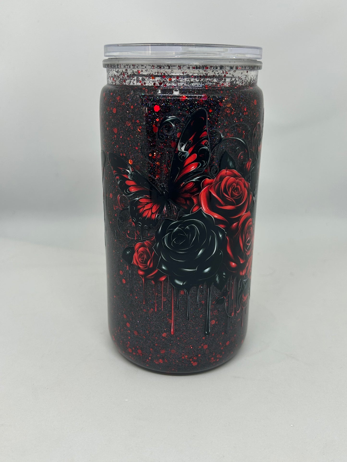 16oz Snowglobe - Lady & Red Roses