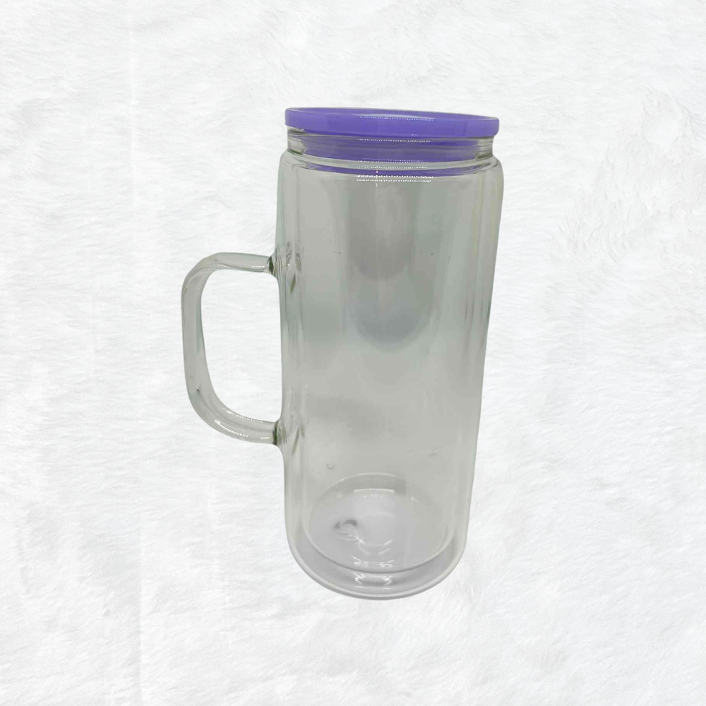 20oz Glasshandled double wall purple lid