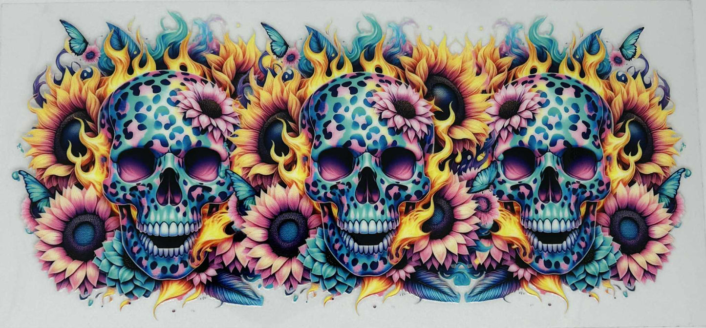 Blue Skull Yellow Sunflowers