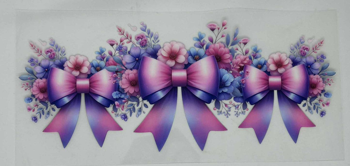 Pink & Purple Bow with Flowers