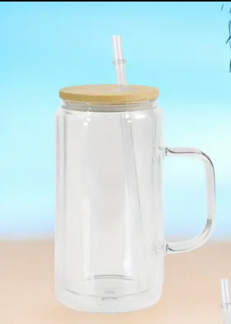 20oz  Double wall glass handle