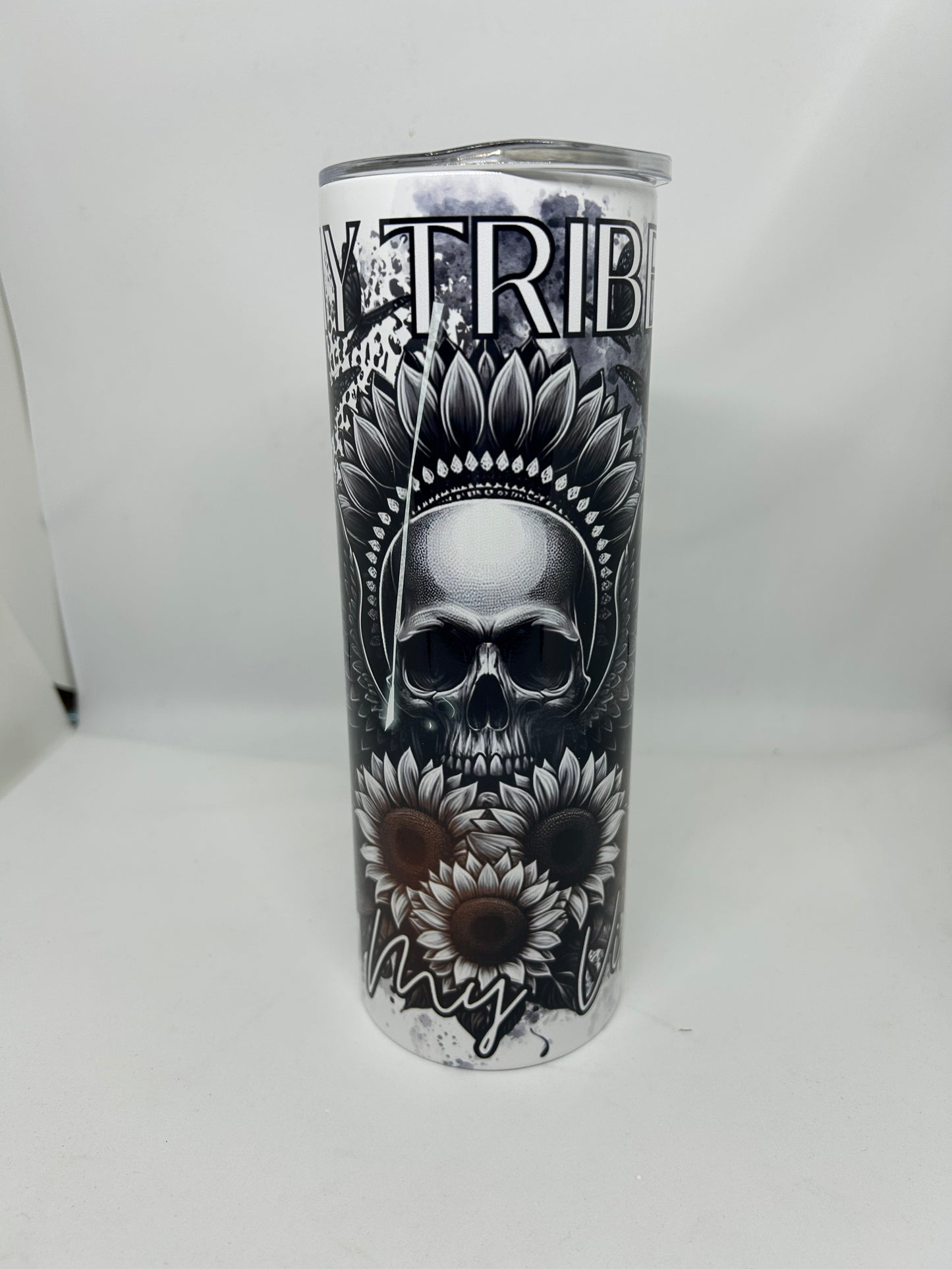 20oz Tumbler Black Skull