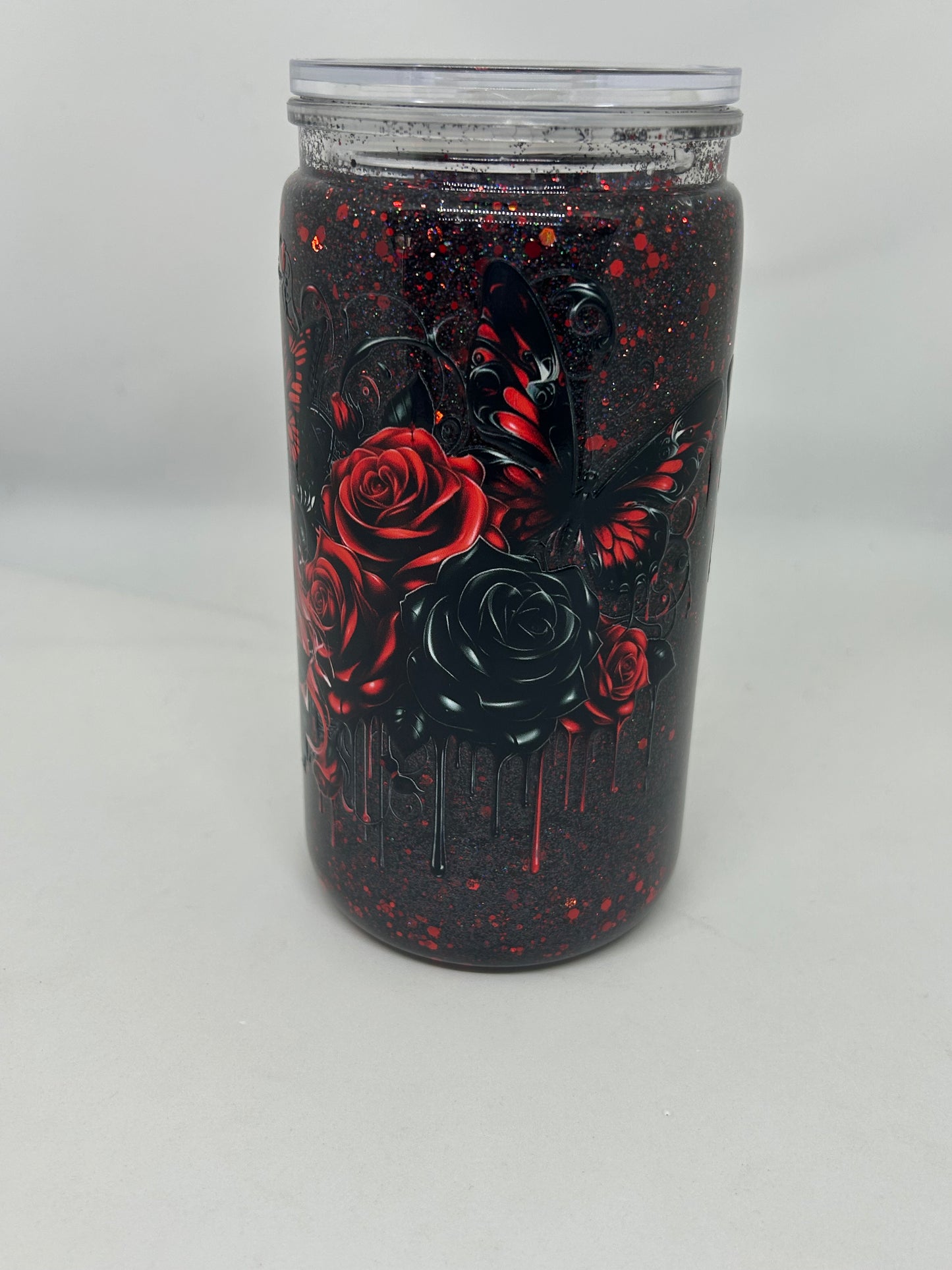 16oz Snowglobe - Lady & Red Roses