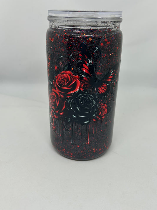 16oz Snowglobe - Lady & Red Roses