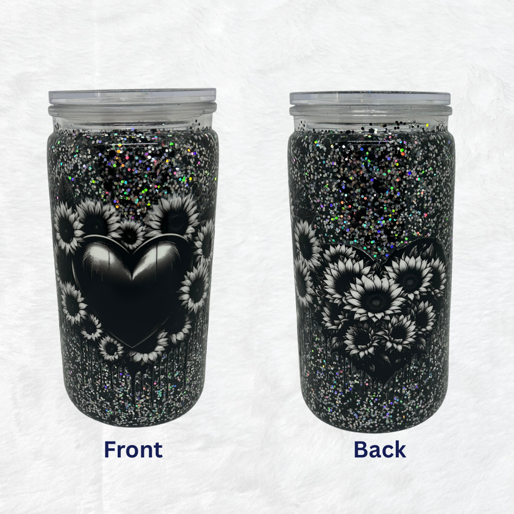 16oz black Heart Snowglobe