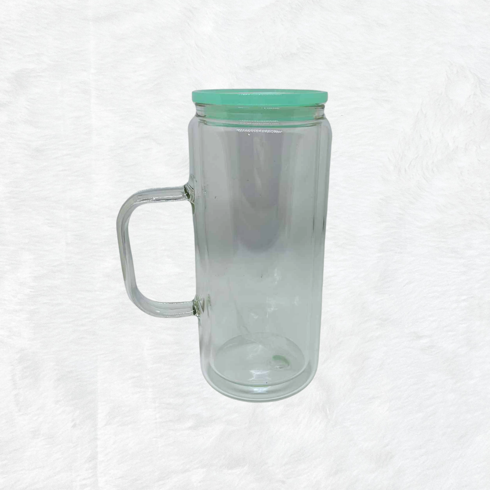 20oz Glasshandle double wall green lid