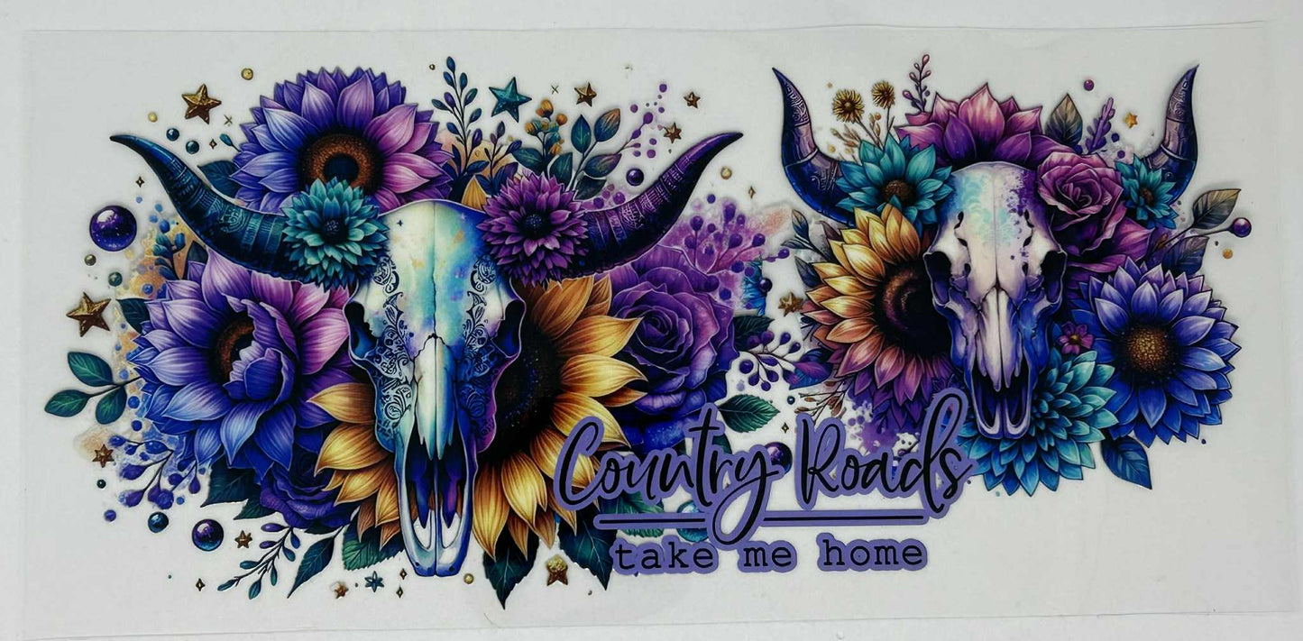 Purple Flowers with a Skull
