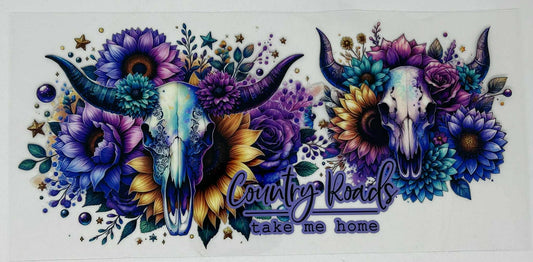 Purple Flowers with a Skull