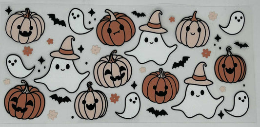 Orange & Pink Pumpkin - Ghosts