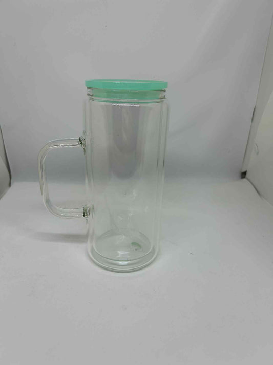 20oz Glasshandle double wall green lid