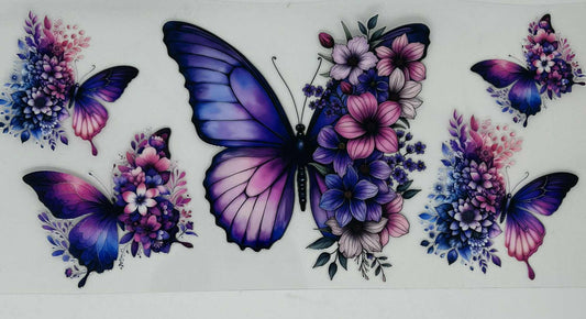 Purple Butterfly Amongst Pink Flowers