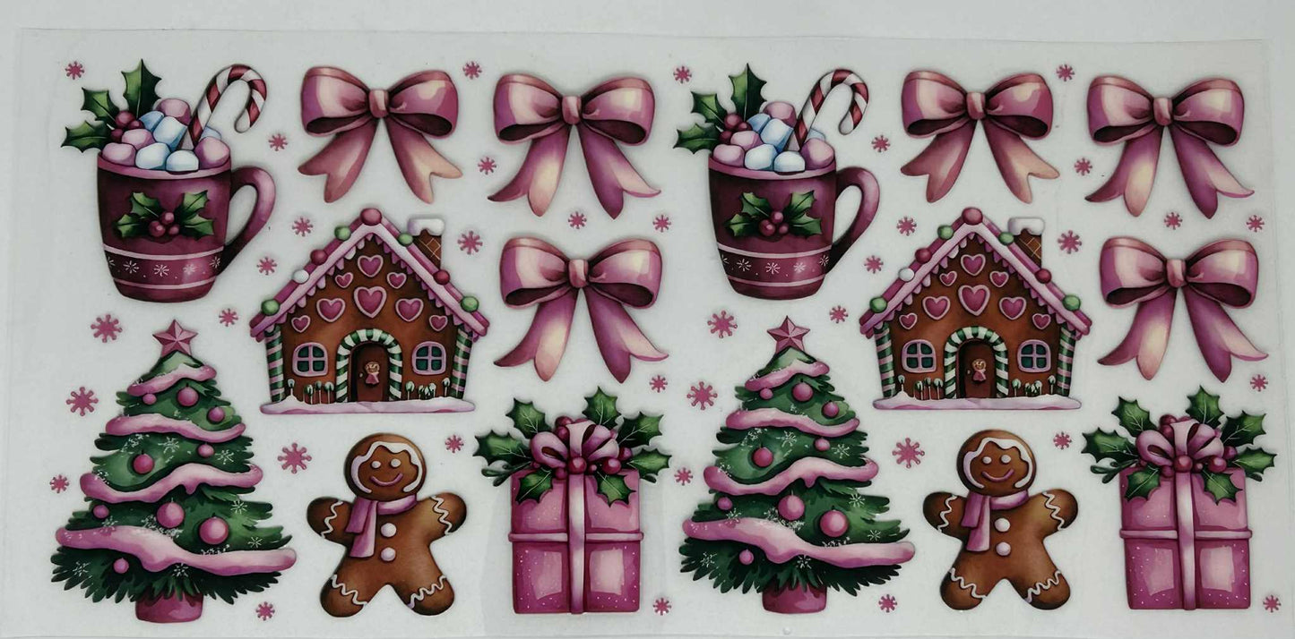 Pink Bows With Gingerbread Houses