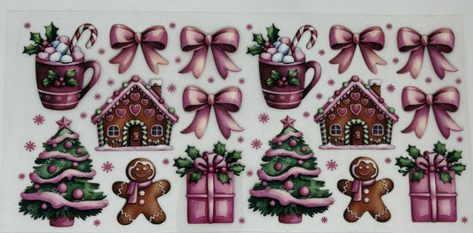 Pink Bows With Gingerbread Houses