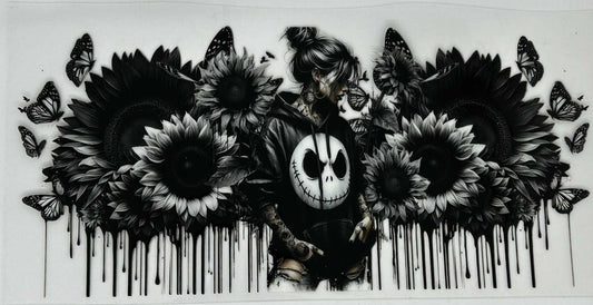 Black Sunflowers with Tattoo Girl