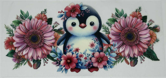 Penguin with 2 Pinnk Flowers