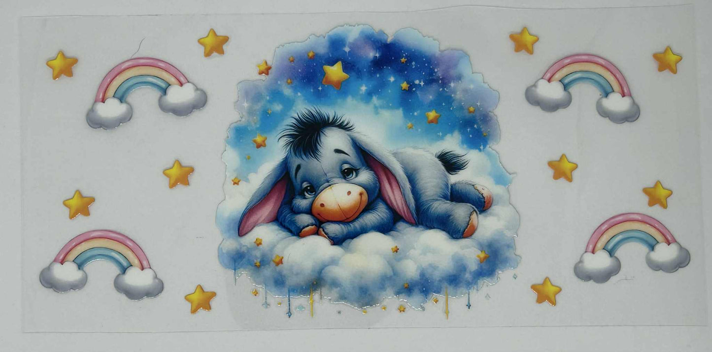 Eeyore Sleeping on a Cloud with Rainbows