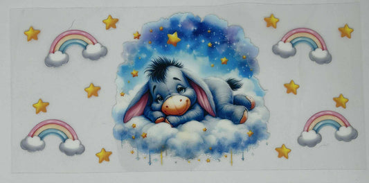 Eeyore Sleeping on a Cloud with Rainbows