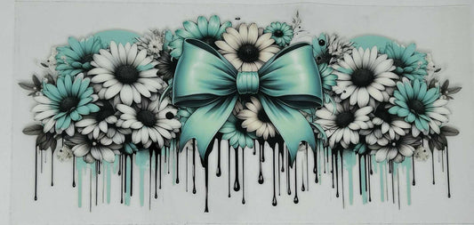 2 Aqua Bow Whit & Aqua Sunflowers