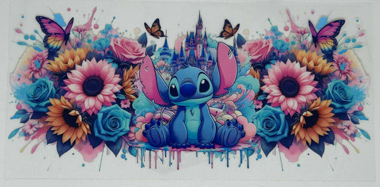 Stitch with Pink, Yellow & Blue Sunflowers