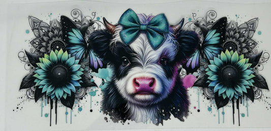9 Highland Cow with an Aqua Bow