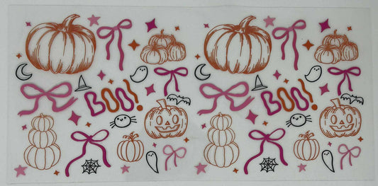 Pumpkin  with Pink Bows - Boo