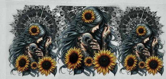 1 Grey Sunfloer Tattoo Girl