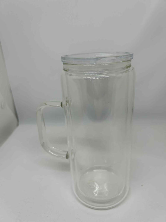 20oz Glasshandle clear lid double wall