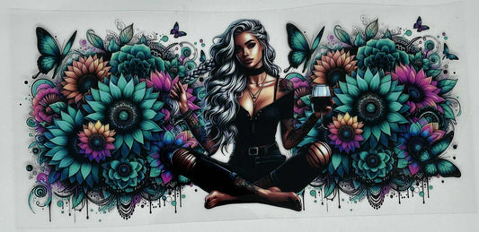 Tattoo Girl with Multi- Colour Sunflowers