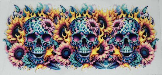 Blue Skull Yellow Sunflowers