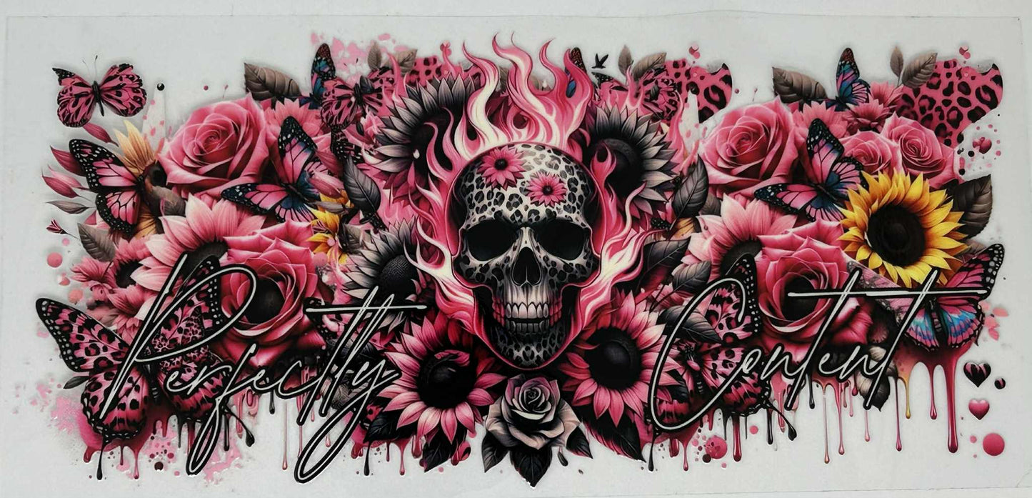 Pink Sunflowers with a Skull