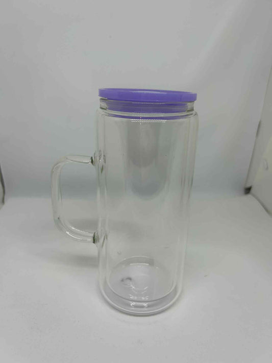 20oz Glasshandled double wall purple lid