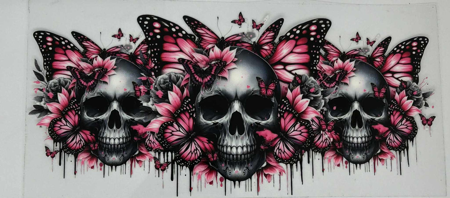 Pink Butterfly with Skulls