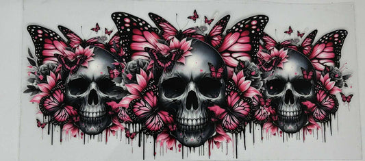Pink Butterfly with Skulls
