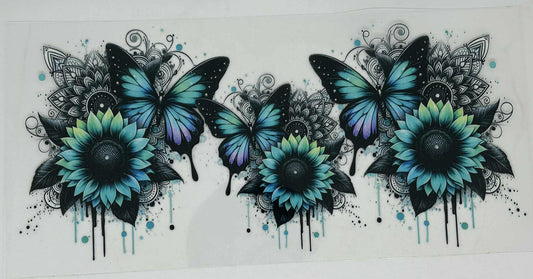 Aqua green & Blue Sunflowers
