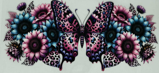 Pink Leppard Print Butterfly- Pink & Aqua Sunflowers