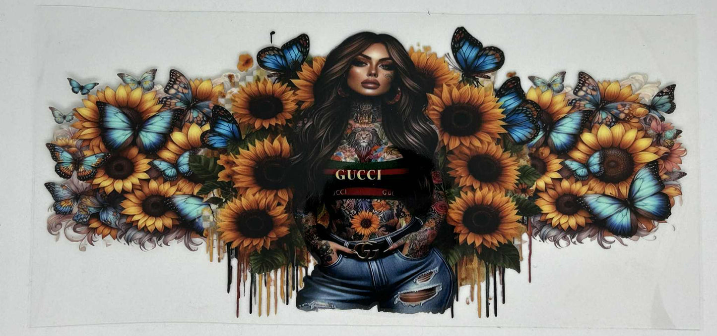 2 Tattoo Girl with Yellow Sunflowers
