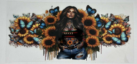 2 Tattoo Girl with Yellow Sunflowers