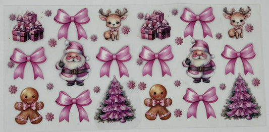 Christmas- Pink Bows, pink tree, gingerbread man